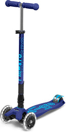 Micro Kickboard Maxi Deluxe Foldable LED Scooter - Navy Blue