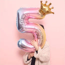30 Inch Large Rainbow Crown Number Balloons