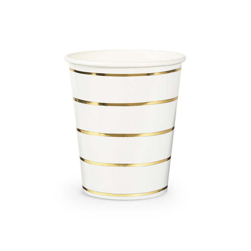 Gold Frenchie Stiped 9 oz Cups from Daydream Society