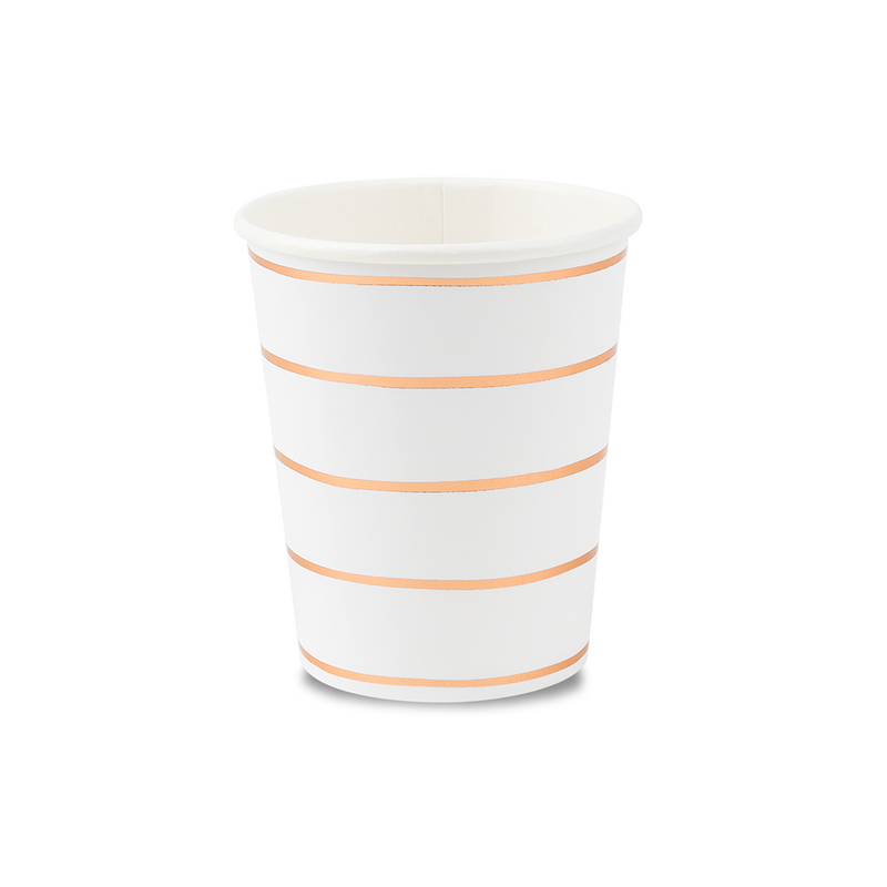 Rose Gold Frenchie Striped 9 oz Cups, Daydream Society