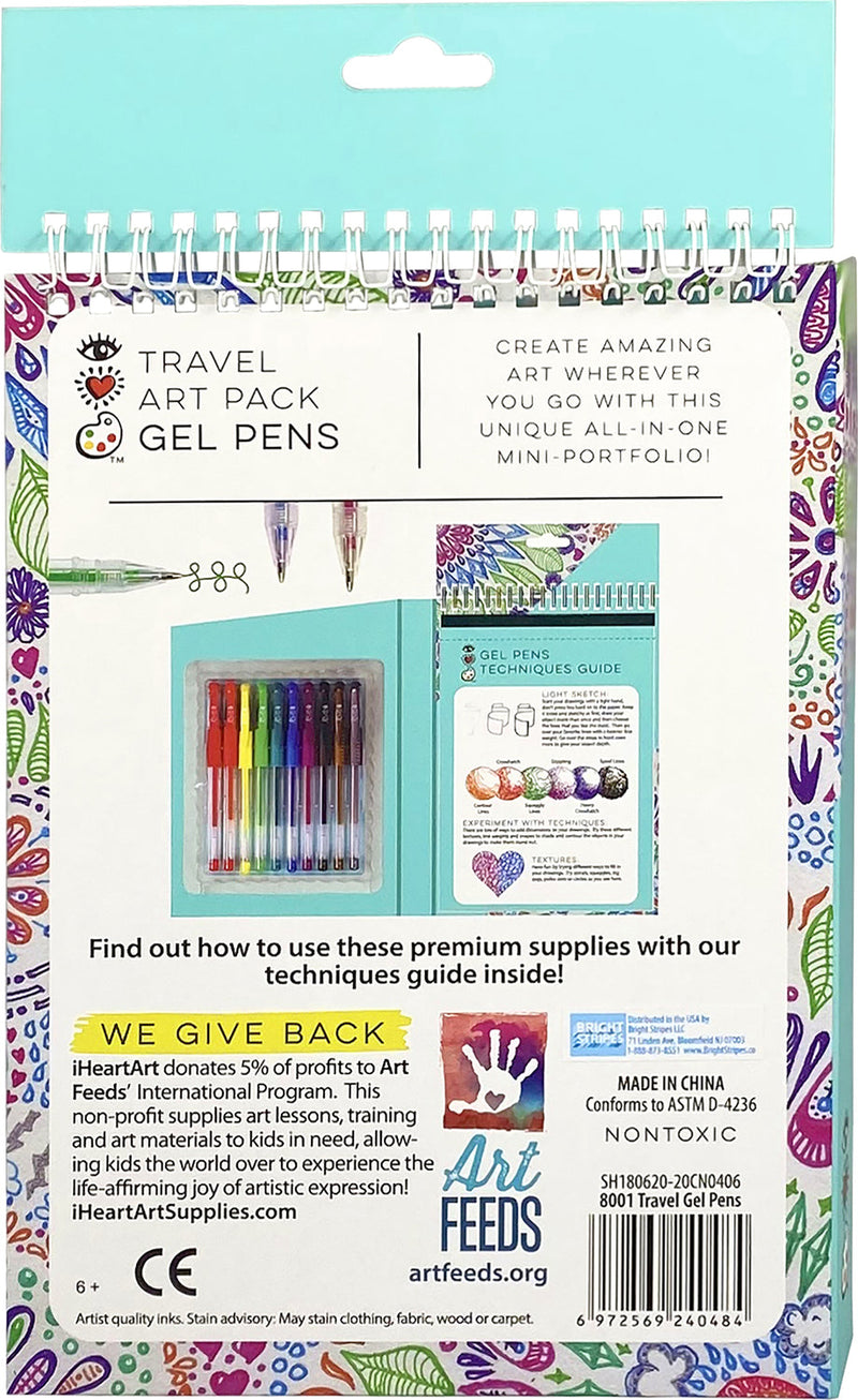 Iheartart Travel Art Pack Gel Pens All In 1 Paper Pad Drawing Set