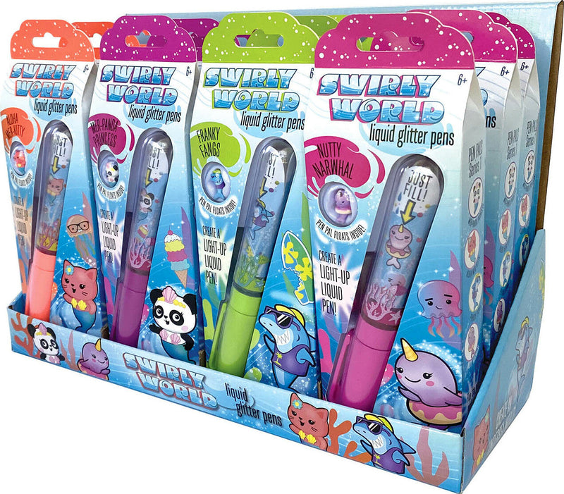 Swirly Worlds Pdq Assortment Diy Light-up Glitter Wand Pen Collectibles