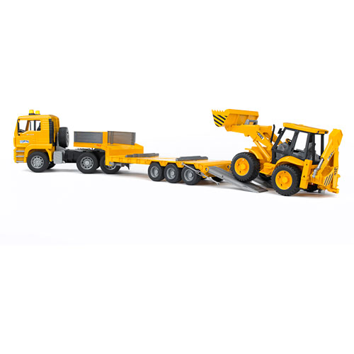 Bruder MAN TGA Low Loader Truck With JCB Backhoe Loader