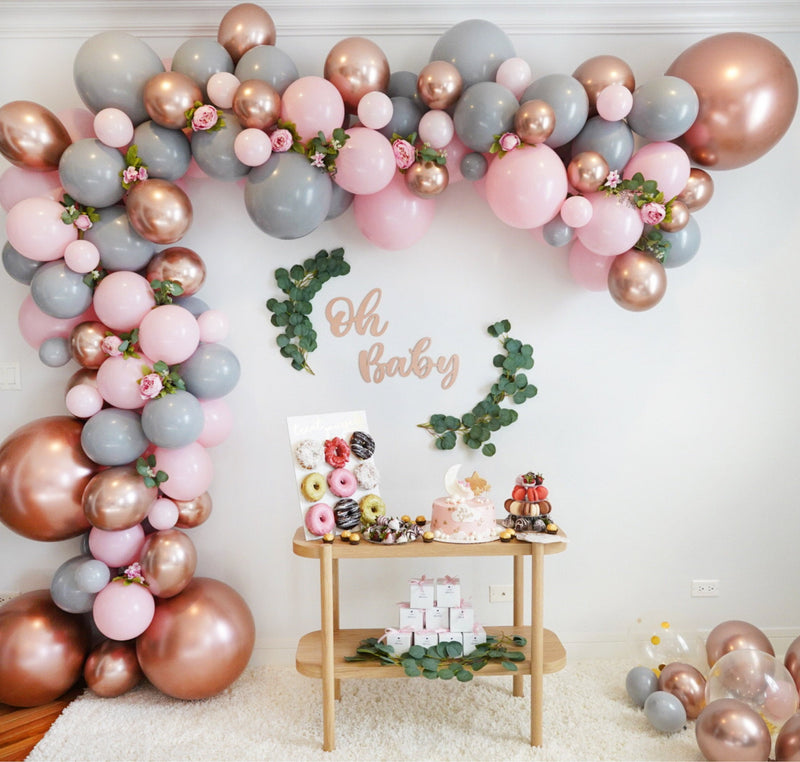 Rose Gold Balloon Arch - Pink & Gray Balloon Garland Kit