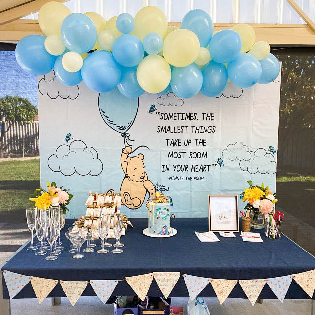 Classic Pooh Balloon Arch - Blue and Yellow Balloon Garland Kit