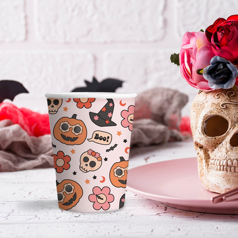 Groovy Halloween Icon Paper Cups (Set of 8)