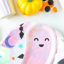 Cute Iridescent Halloween Ghost Paper Plates (Set of 8)