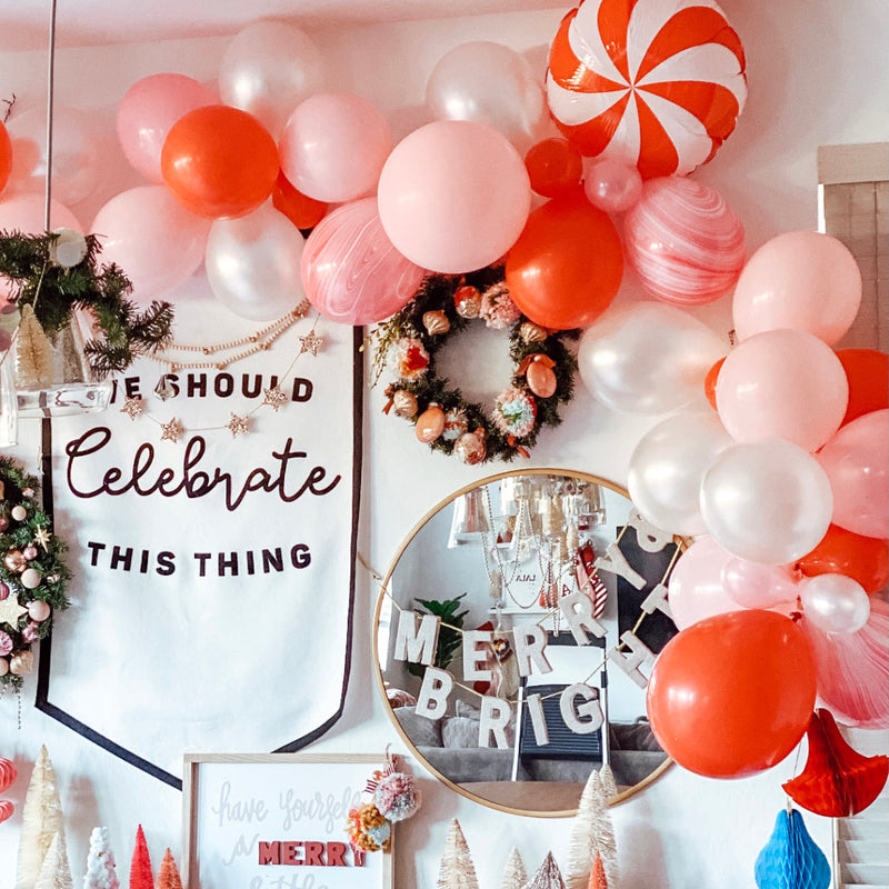 Pink & Red Candy Cane Christmas Balloon Garland Kit