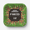 Personalized Pixel Craft Party Plates - 8 Pack