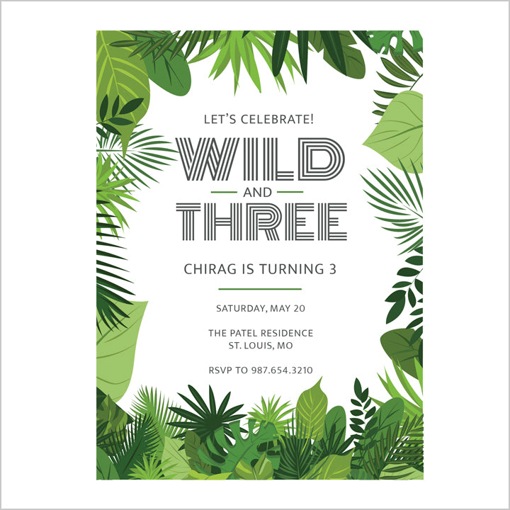 Wild & Three Jungle Invite Digital Download