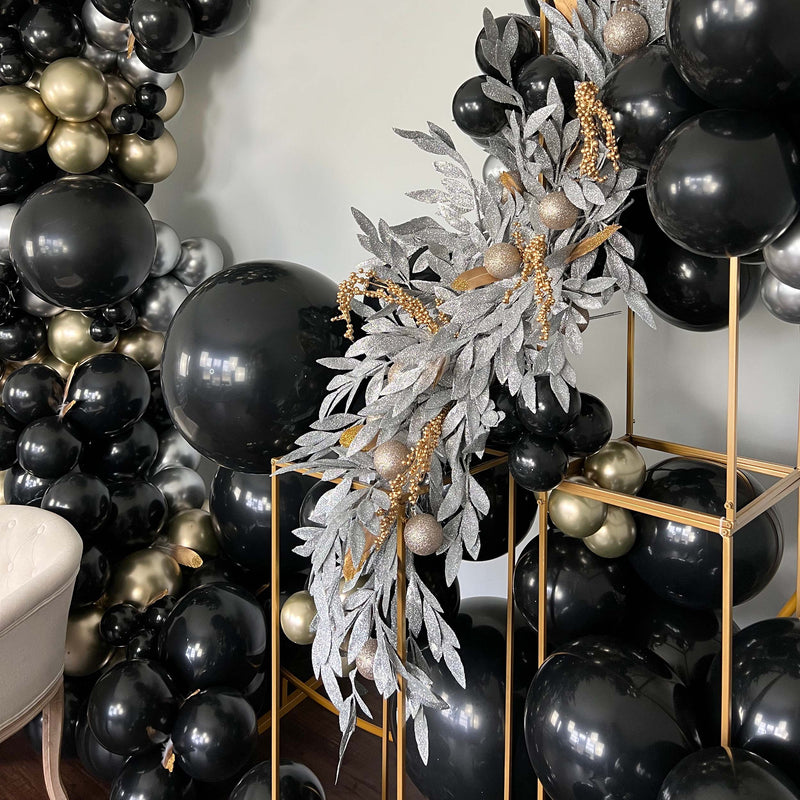 Black, Gold, & Silver Balloon Arch - Balloon Garland Kit