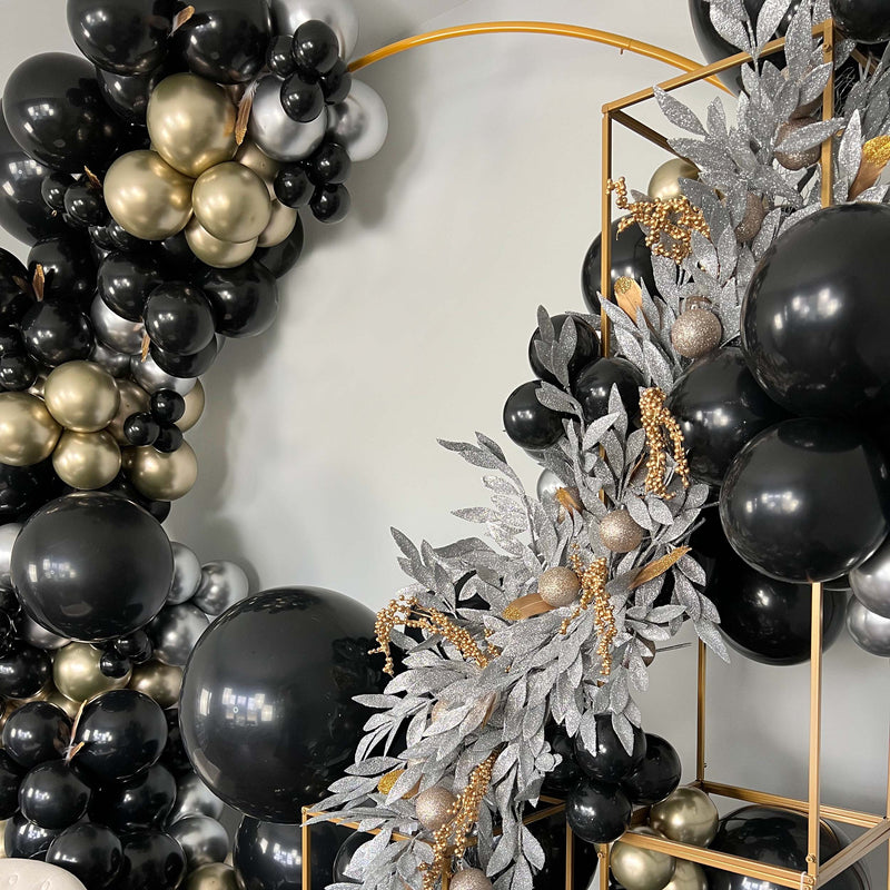 Black, Gold, & Silver Balloon Arch - Balloon Garland Kit