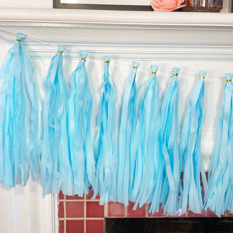 Pastel Blue Paper Tassel Tail - Tassel DIY Garland Kit