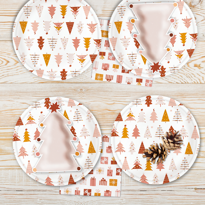 Boho Christmas Tree Icon Plates (Set of 8)