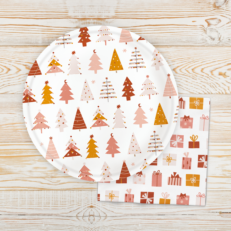 Boho Christmas Tree Icon Plates (Set of 8)