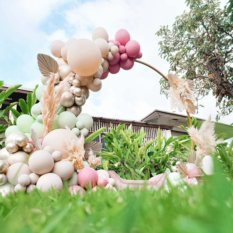 Boho Balloon Arch Kit - Green, Linen, Dusty Rose Balloon Garland Kit