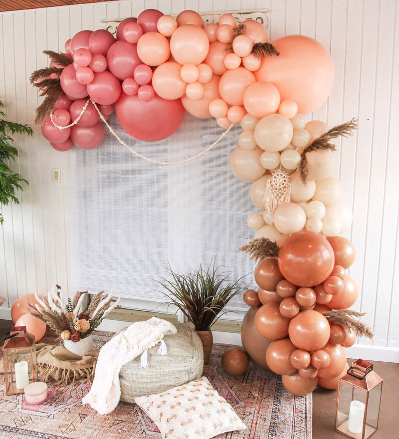 Boho Rainbow Balloon Arch - Dusty Rose Balloon Garland Kit