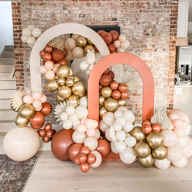 Boho Rustic Balloon Arch Kit - Burnt Orange and Gold Balloon Garland Kit