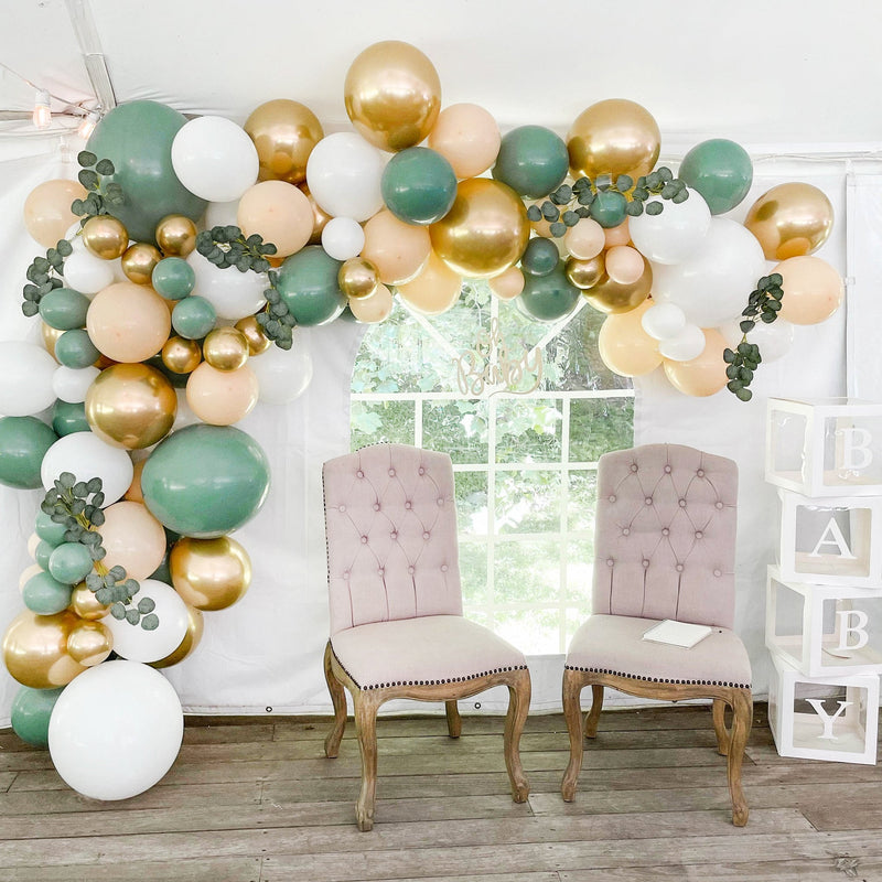 Boho Safari Balloon Arch - Sage & Gold Balloon Garland Kit