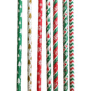 Red, Green, Gold, & White Christmas Icon Paper Straws (Set of 24)