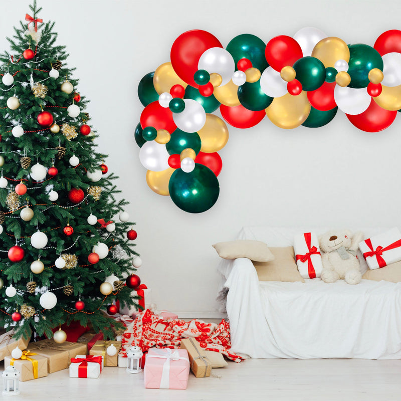 Classic Red, Green, and Gold Christmas Balloon Garland Kit