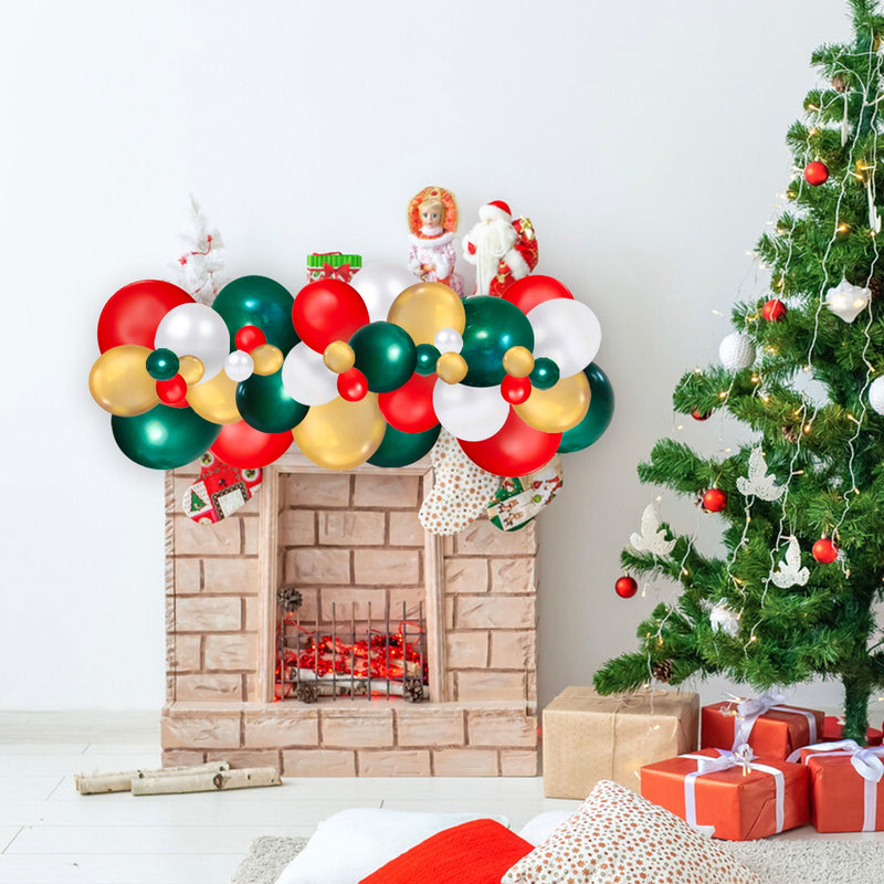 Classic Red, Green, and Gold Christmas Balloon Garland Kit