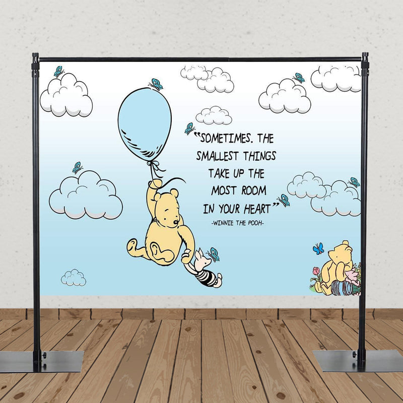 Classic Winnie the Pooh Backdrop - Blue and Yellow 5x7 Feet