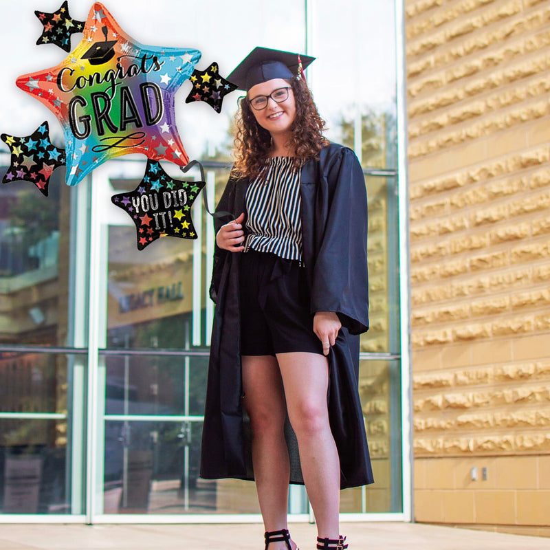 Congrats Grad Rainbow Star Graduation Balloon 35"