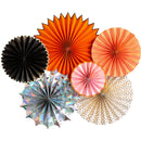 Pink, Black & Orange Halloween Fan Set of 6