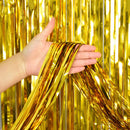 Gold Metallic Fringe Tinsel Curtain Backdrop (2 pack)