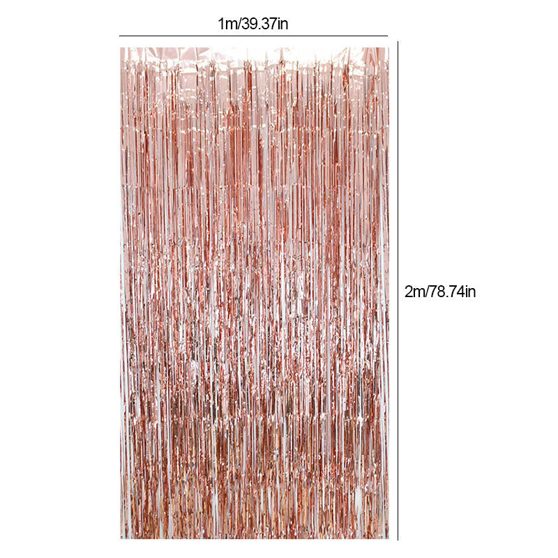 Gold Metallic Fringe Tinsel Curtain Backdrop (2 pack)