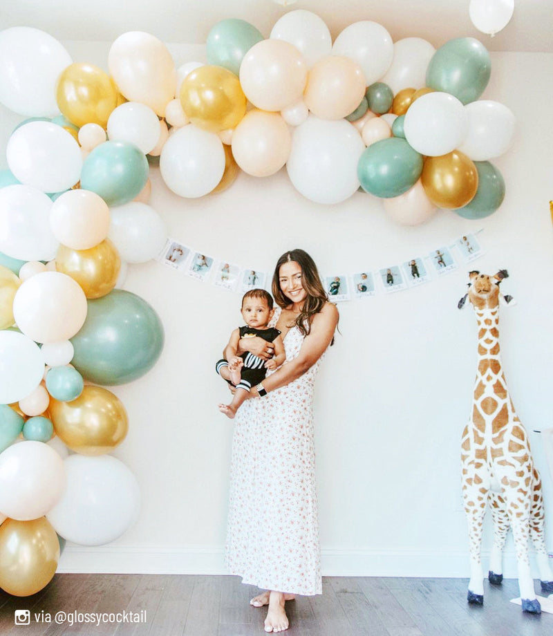 Boho Safari Balloon Arch - Sage & Gold Balloon Garland Kit