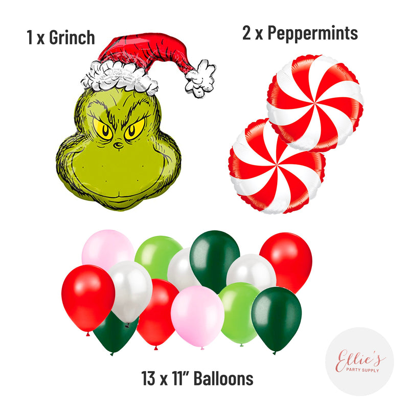 Christmas Grinch Balloon Bouquet Kit