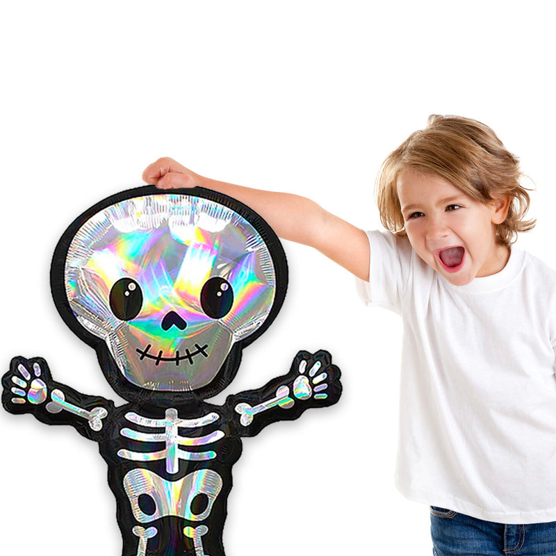 34 Inches Giant Iridescent Cute Skeleton Balloon - Halloween Party Decoration