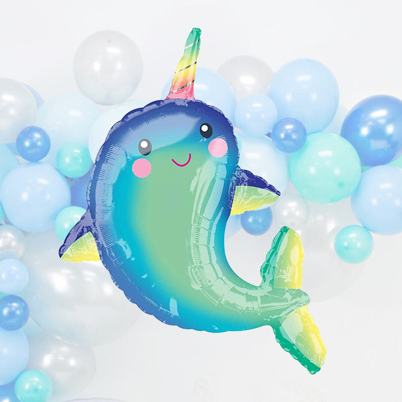 39 inch Giant Rainbow Narwhal Kids Birthday Party Balloons 