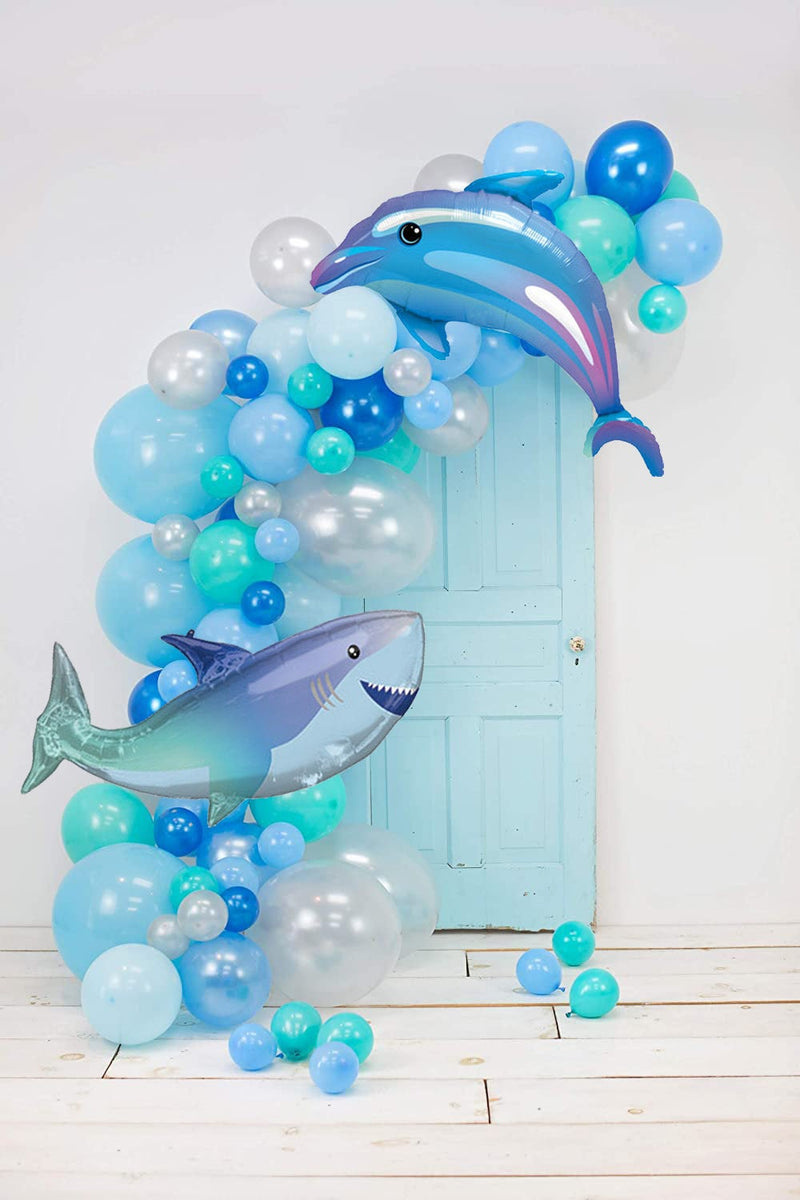 Blue Baby Shark Party Balloon Arch - Sea Theme Balloon Garland Kit