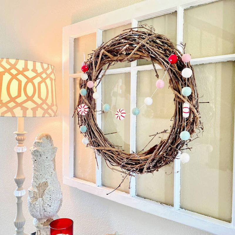 Peppermint Holiday Felt Ball Garland (5-Foot)