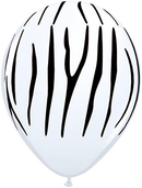 White Zebra Print Latex Balloons (10 Pack)