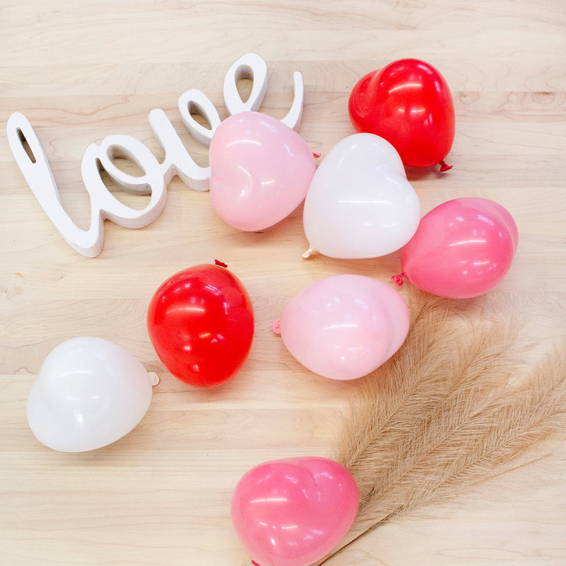 Assorted Mini Red Pink White Heart Balloons 6" (12 Pack)