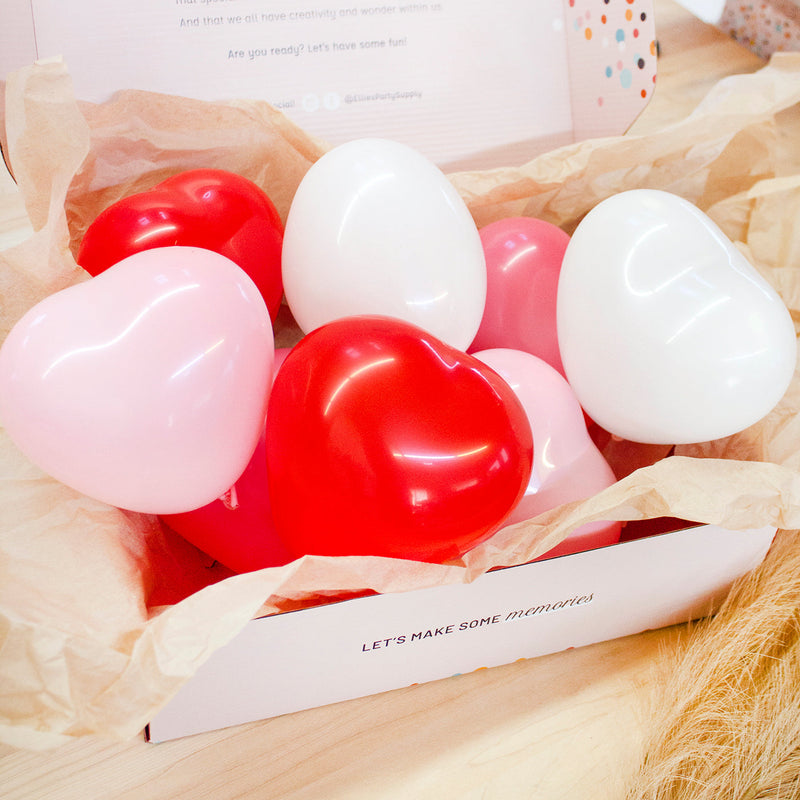 Assorted Mini Red Pink White Heart Balloons 6" (12 Pack)