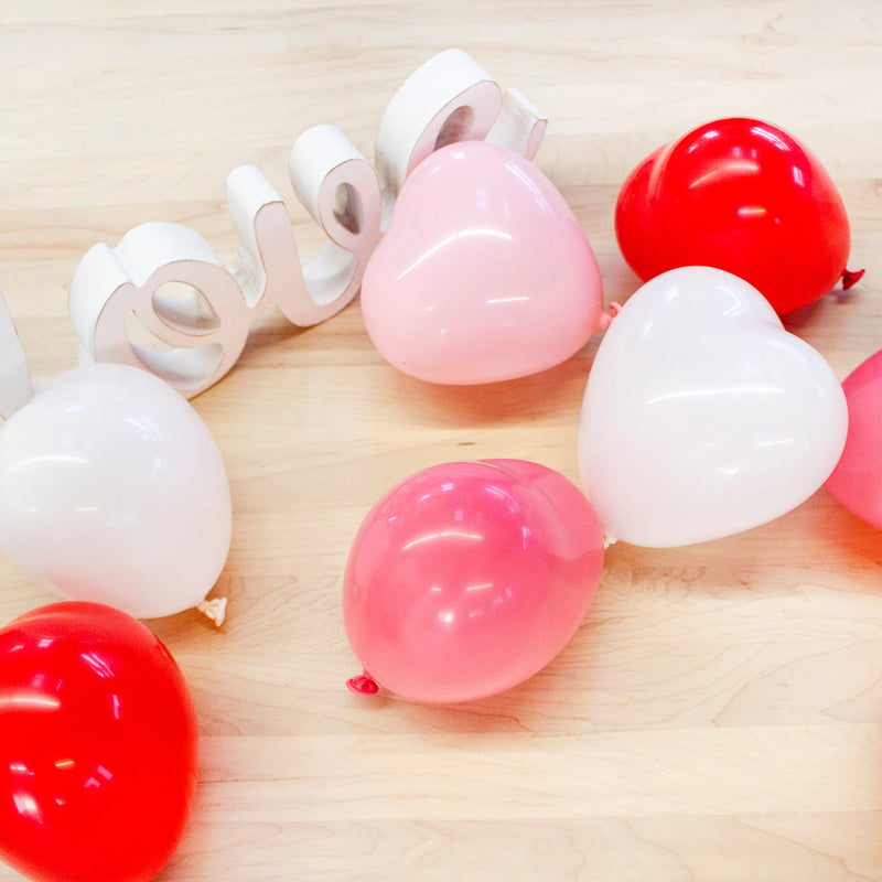 Assorted Mini Red Pink White Heart Balloons 6" (12 Pack)