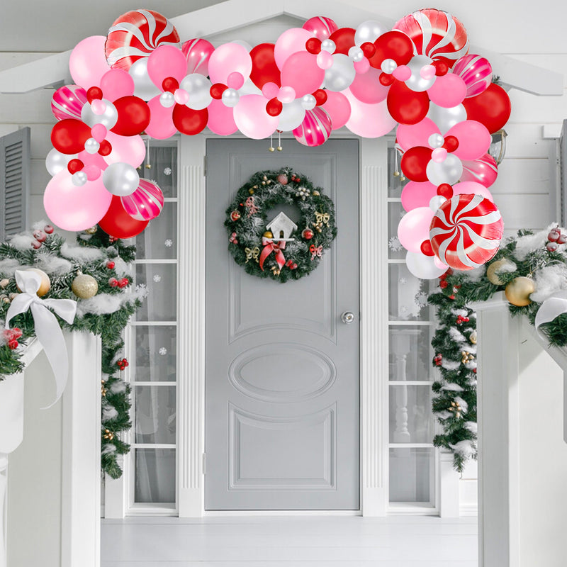 Pink & Red Candy Cane Christmas Balloon Garland Kit