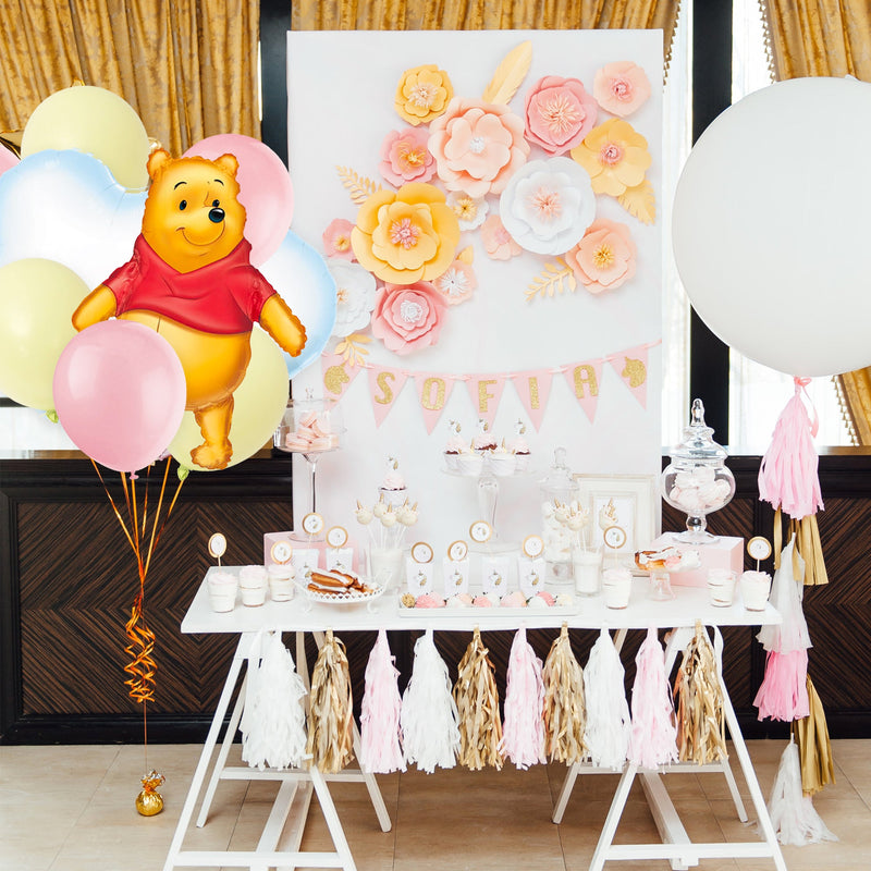 Pink and Yellow Classic Pooh Pastel Baby Shower Balloon Bouquet