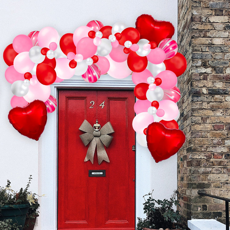 Valentine's Day Balloon Arch - Red & Pink Marble Balloon Garland Kit