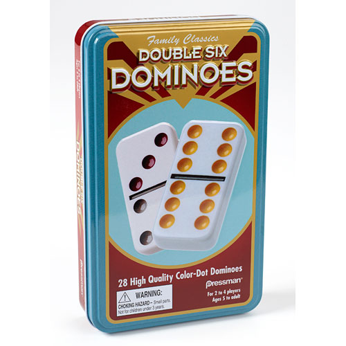 Double Six Color DOT Dominoes In TIN