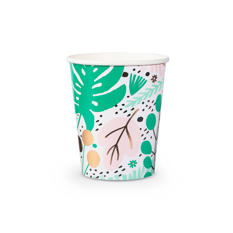 Tropical Palm Leaves Paper Cups (Set of 8)