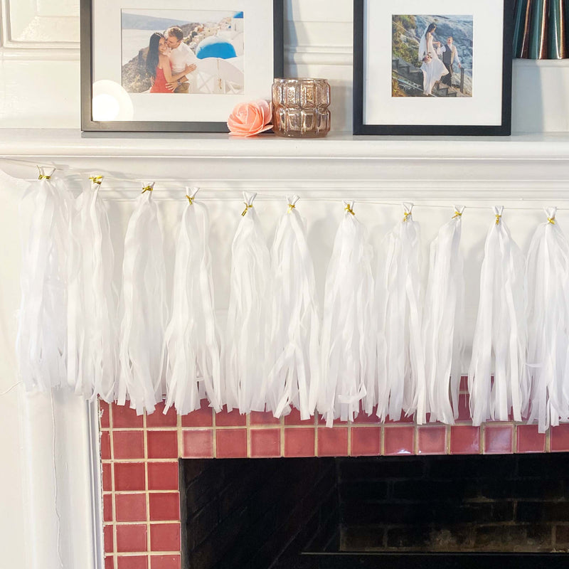 White Paper Tassel Tail - Tassel DIY Garland Kit