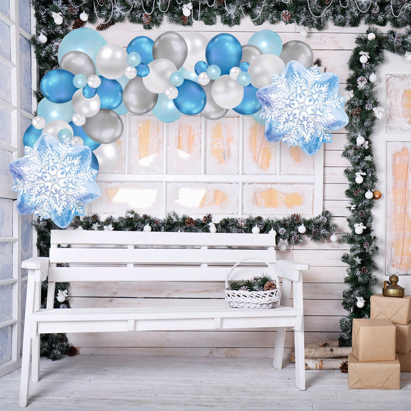 Blue and Silver Christmas Balloon Garland Kit